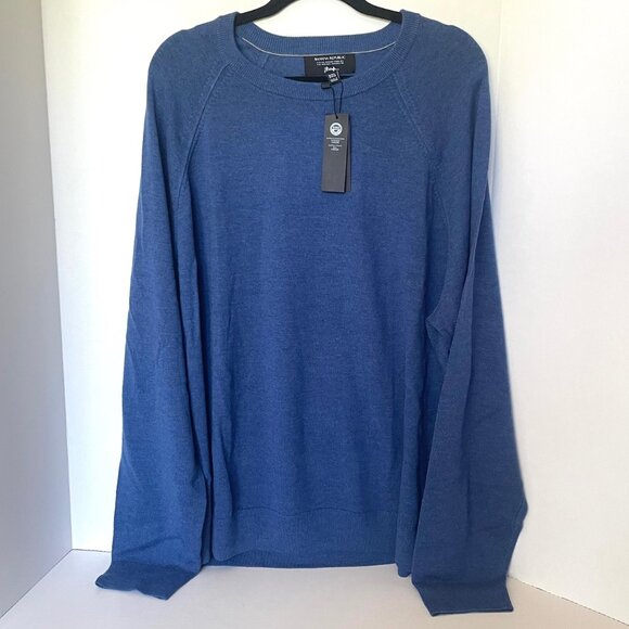 Banana Republic Merino Wool Sweater Mens XXL TALL Blue Pullover Crewneck Italian - Picture 2 of 7